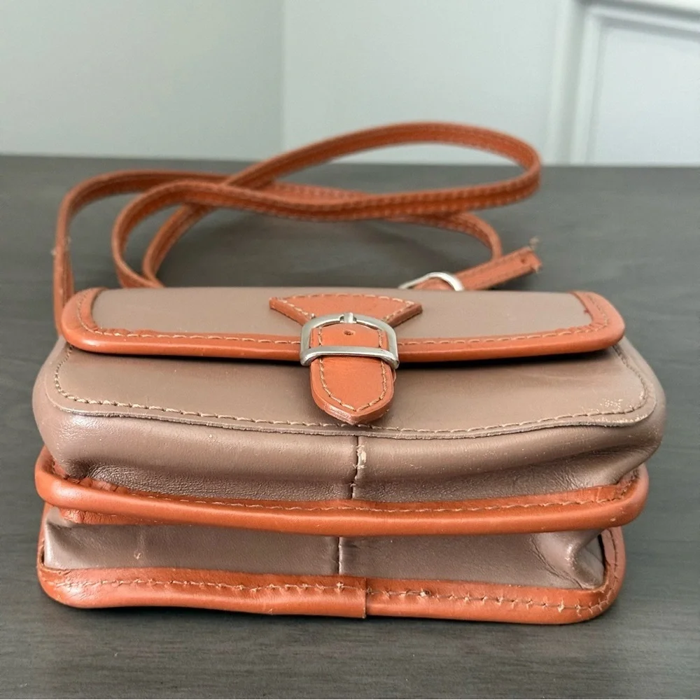 Vera Pelle Brown Leather Tan Handbag Italian Crossbody Purse